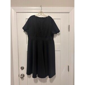 SHEIN Curve Black Scallop Trim V Neck Dress Women’s Size 3X Goth LBD Cocktail